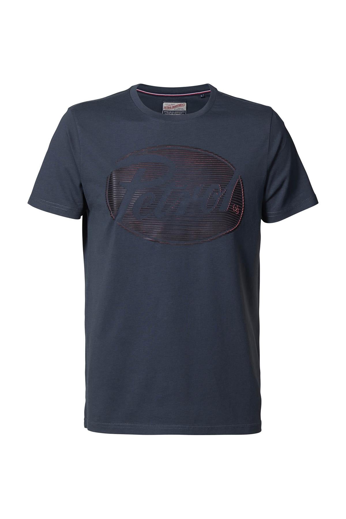 Blue gray tshirt with chest logo - Image n°1