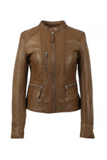 Cognac round-neck jacket for Women - Image n°1