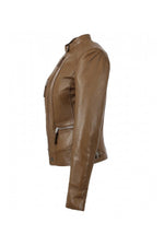 Cognac round-neck jacket for Women - Image n°2