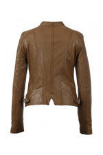 Cognac round-neck jacket for Women - Image n°3