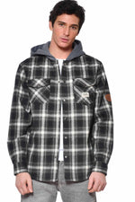Checked shirt with hood - Image n°3