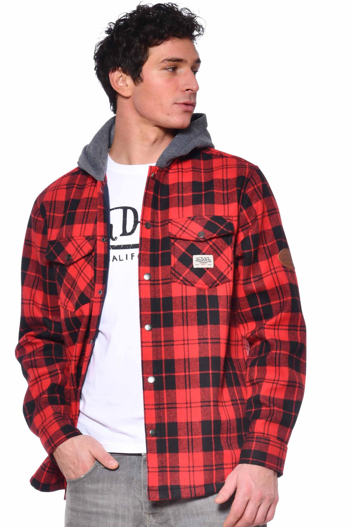 Red checked shirt jacket - Image n°1