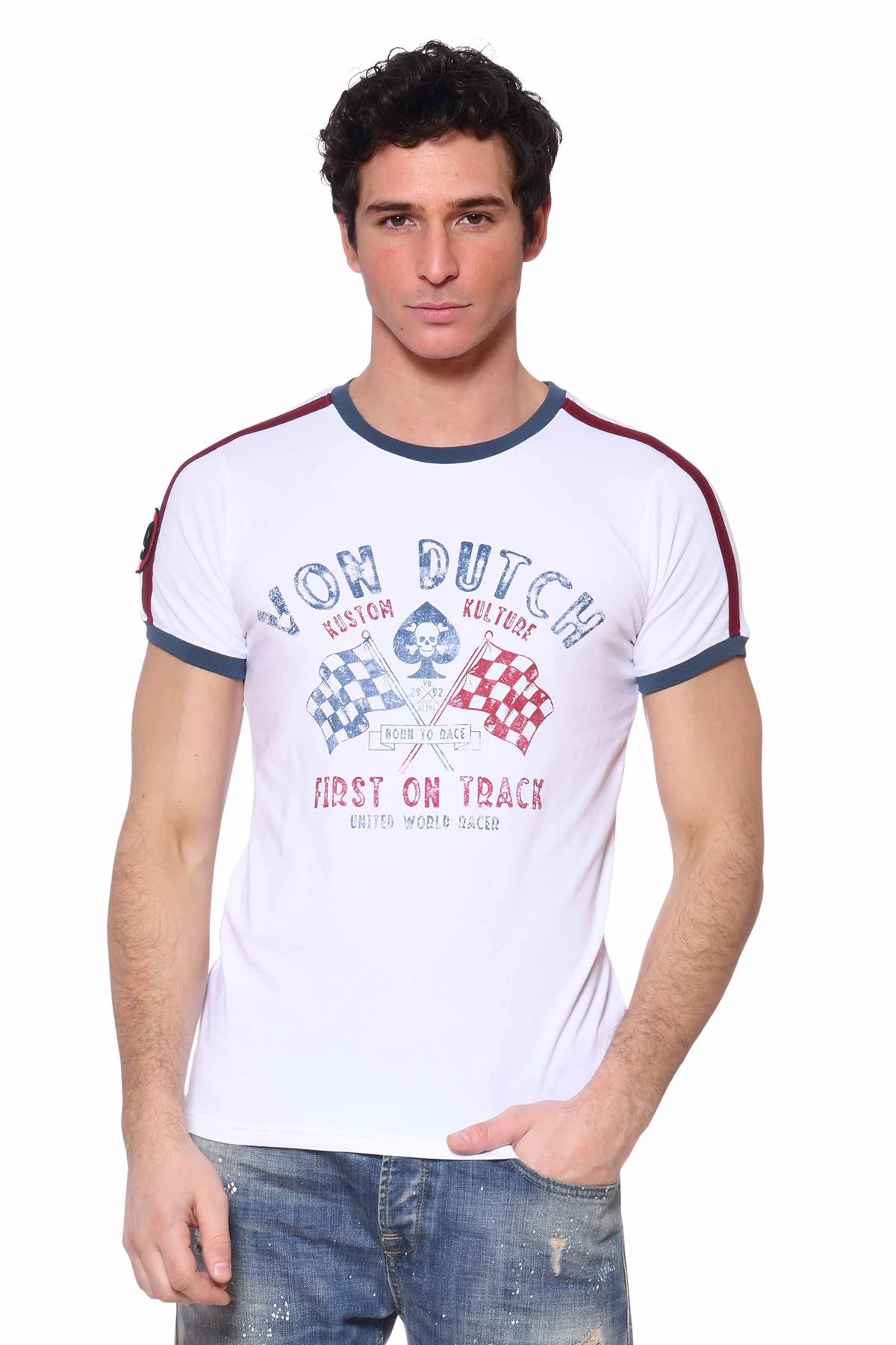 White Racer round neck t-shirt - Image n°1