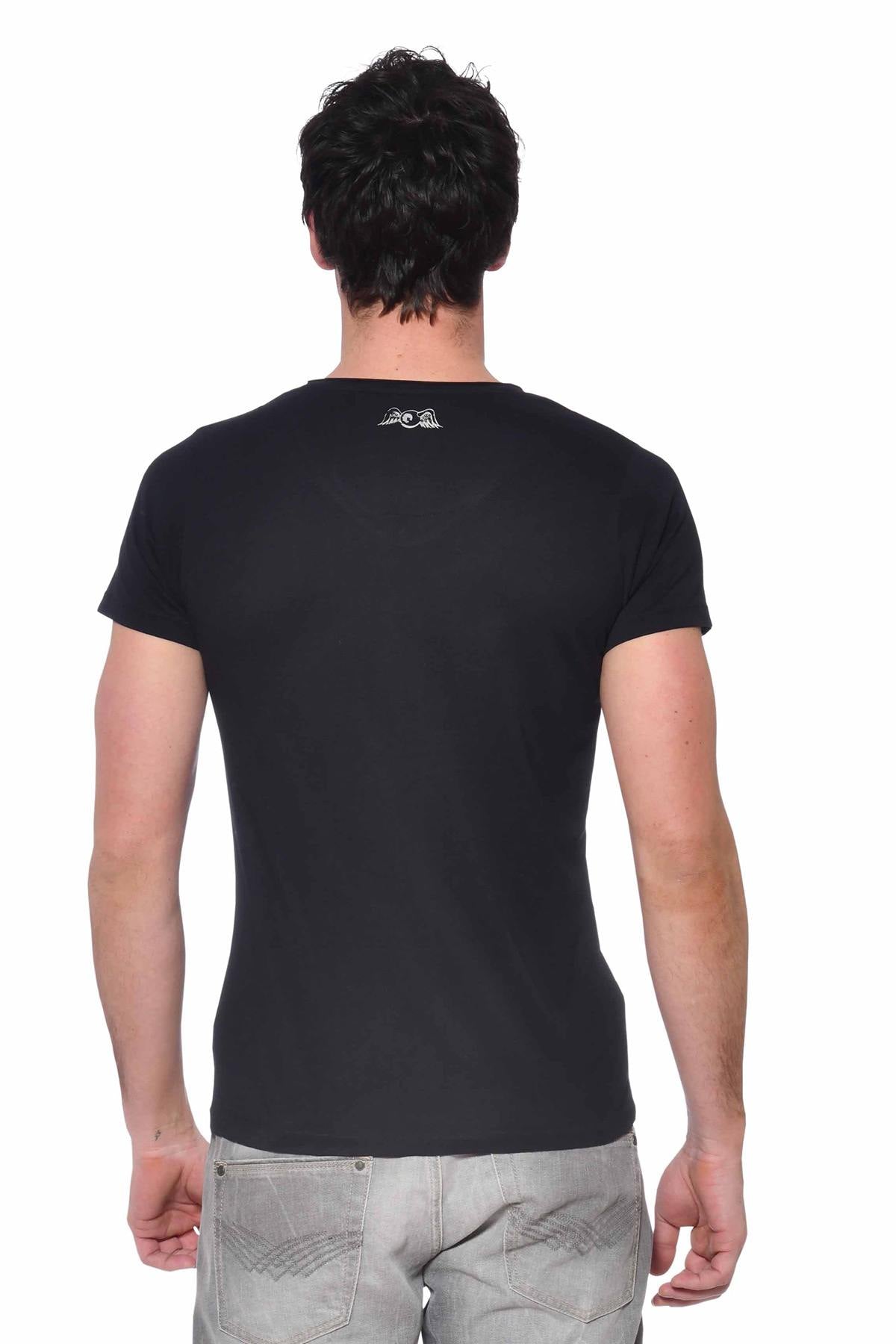 Black V-neck t-shirt - Image n°2