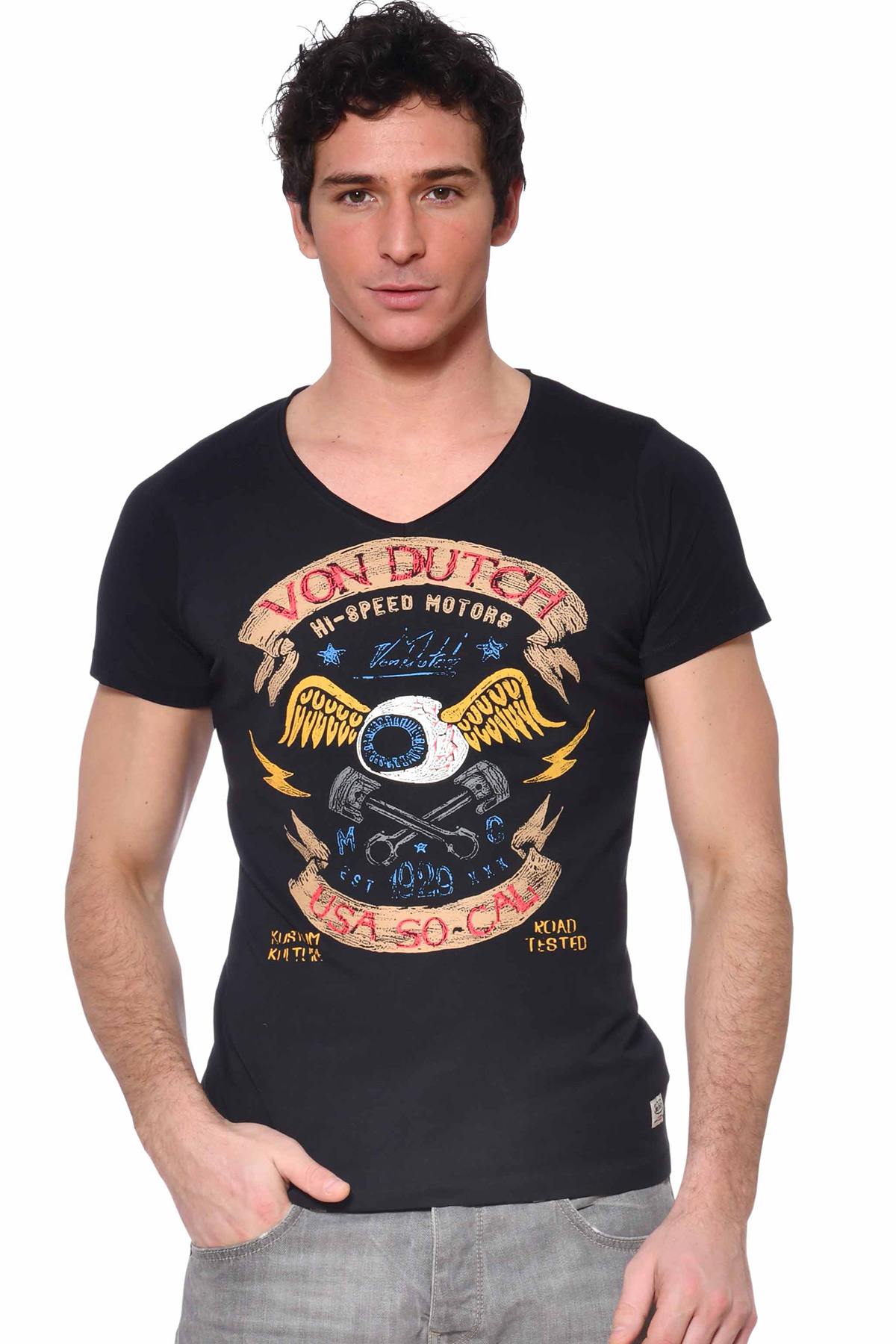 Black V-neck t-shirt - Image n°3