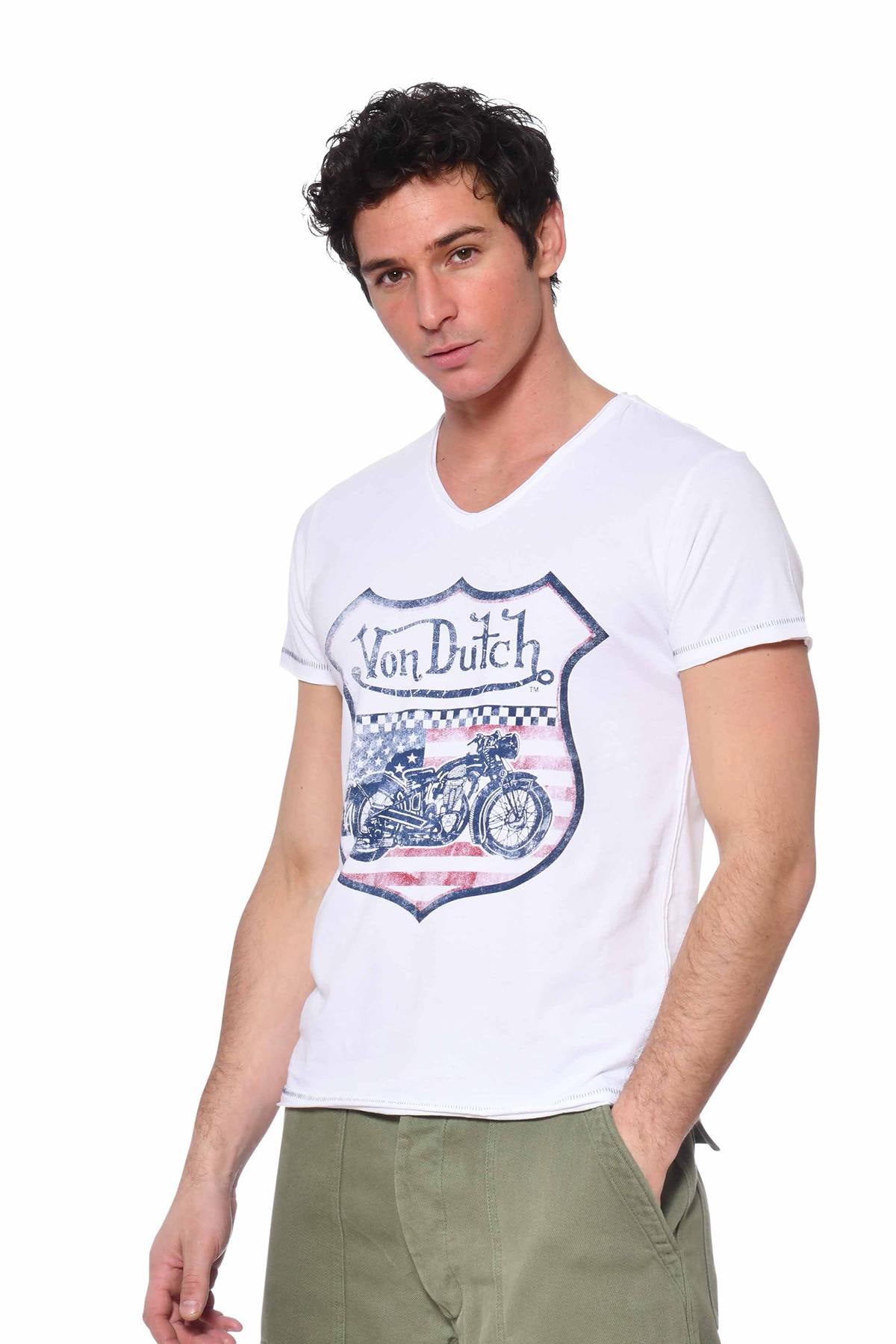 USA Motors white V-neck t-shirt - Image n°3