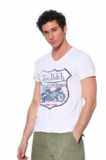 USA Motors white V-neck t-shirt - Image n°3