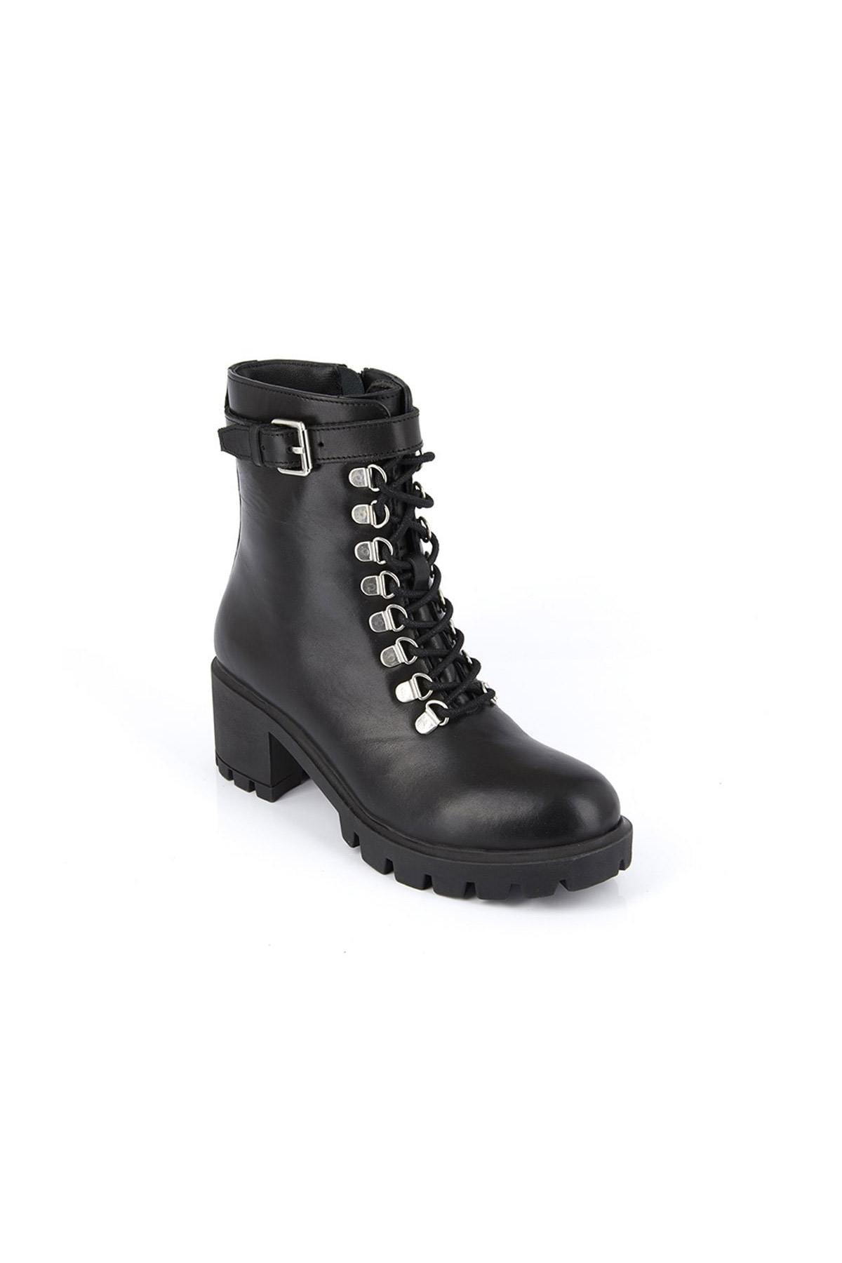 Black ranger boots in genuine leather - Image n°3