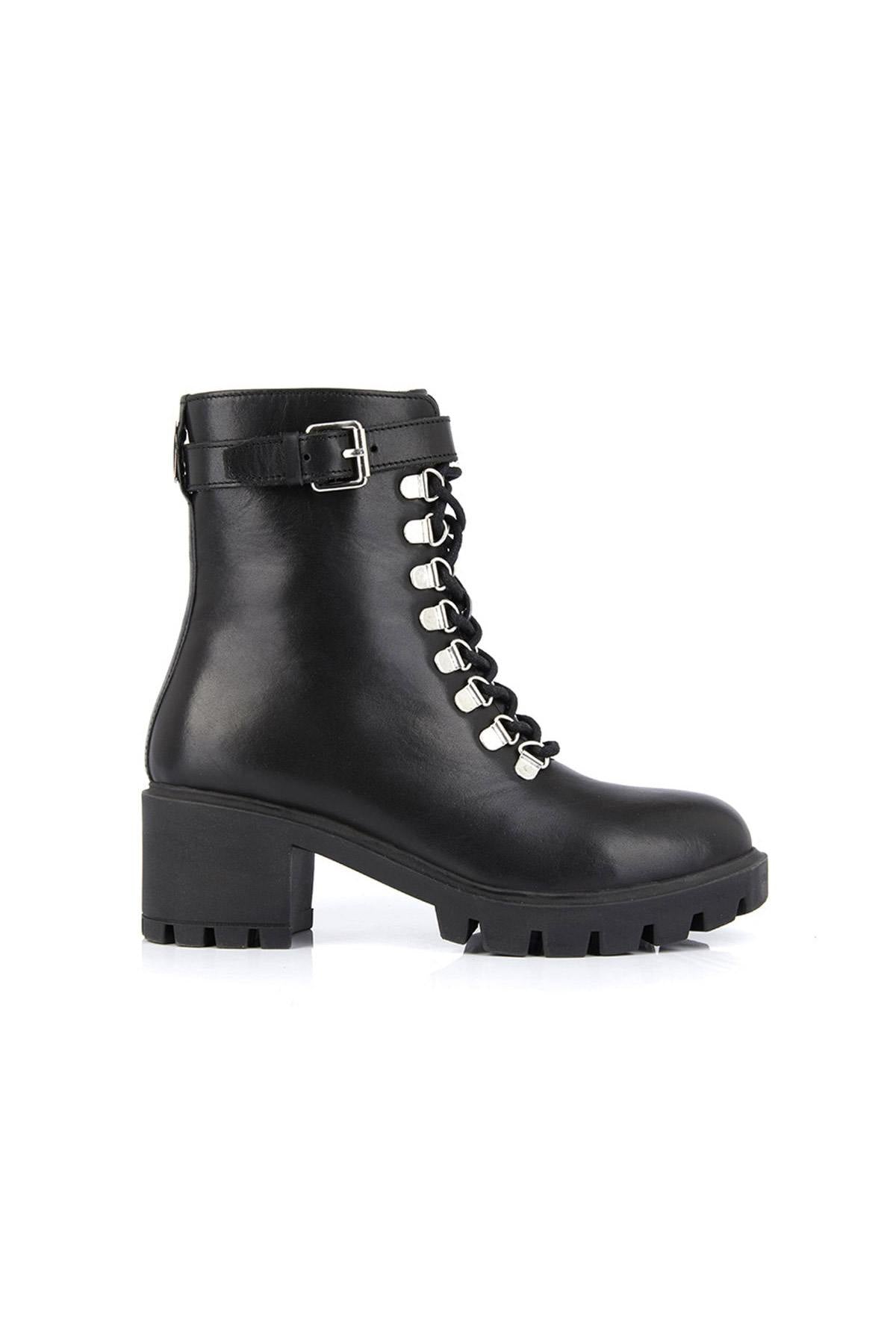 Black ranger boots in genuine leather - Image n°1