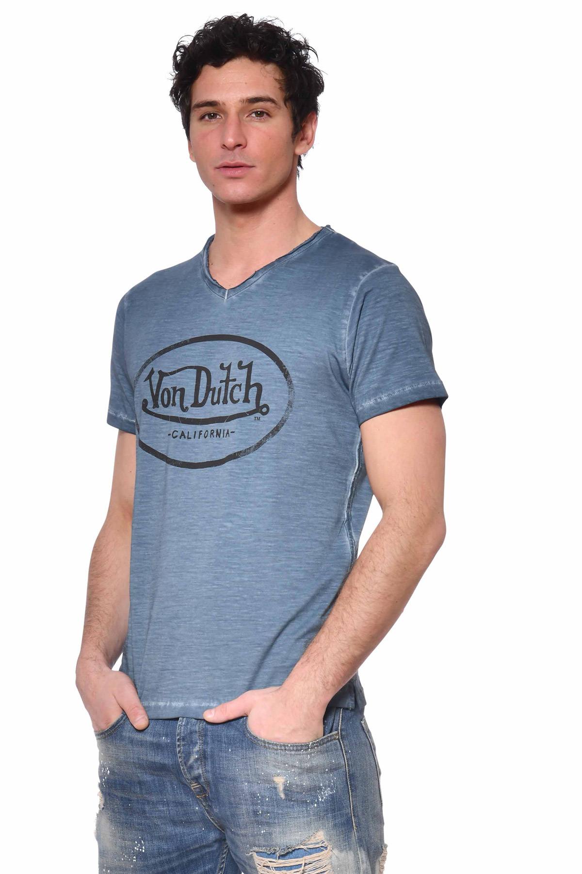 Blue worn-effect t-shirt - Image n°1