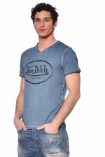 Blue worn-effect t-shirt - Image n°1