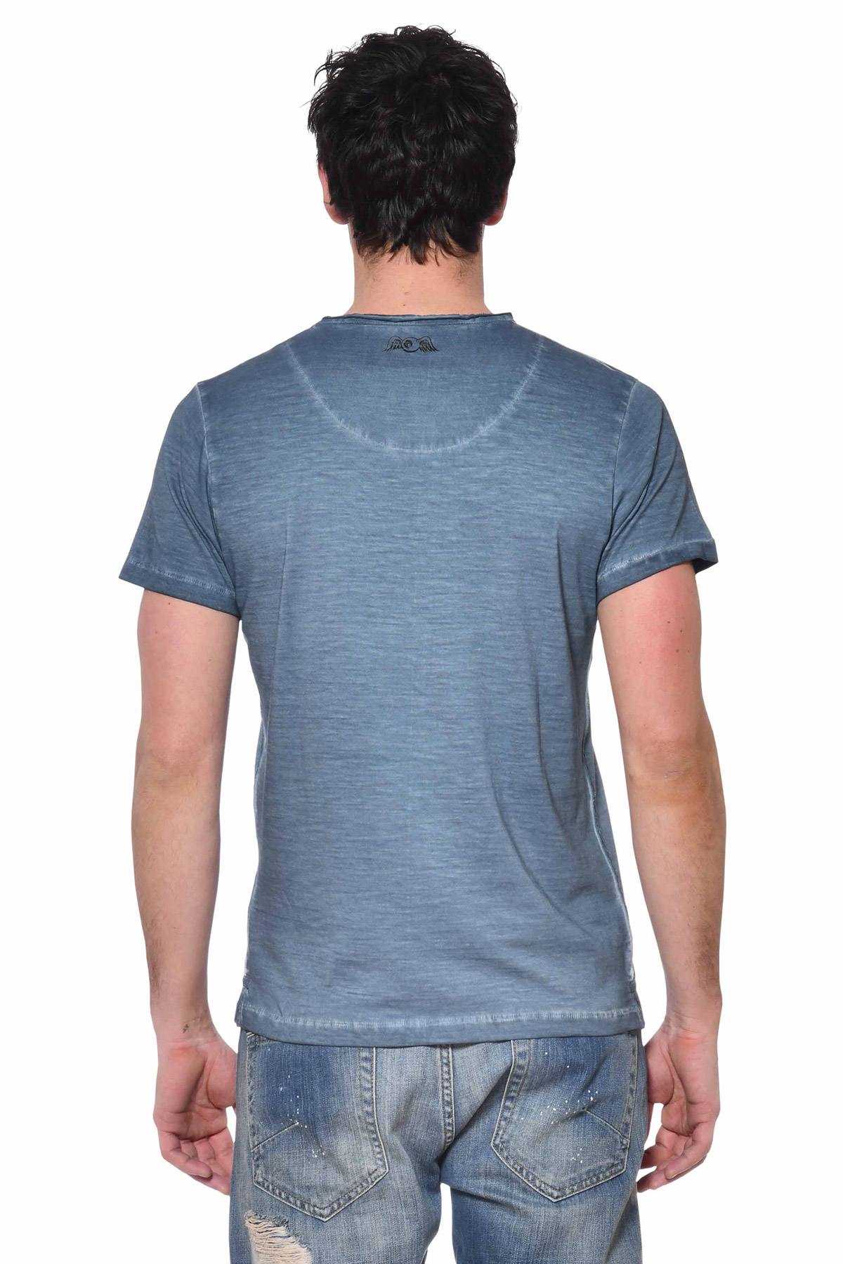 Blue worn-effect t-shirt - Image n°2