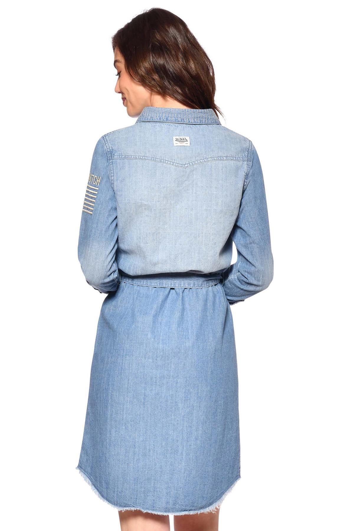 Denim dress with belt - Image n°2
