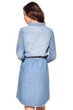Denim dress with belt - Image n°2
