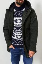 Men's khaki winter parka - Image n°1