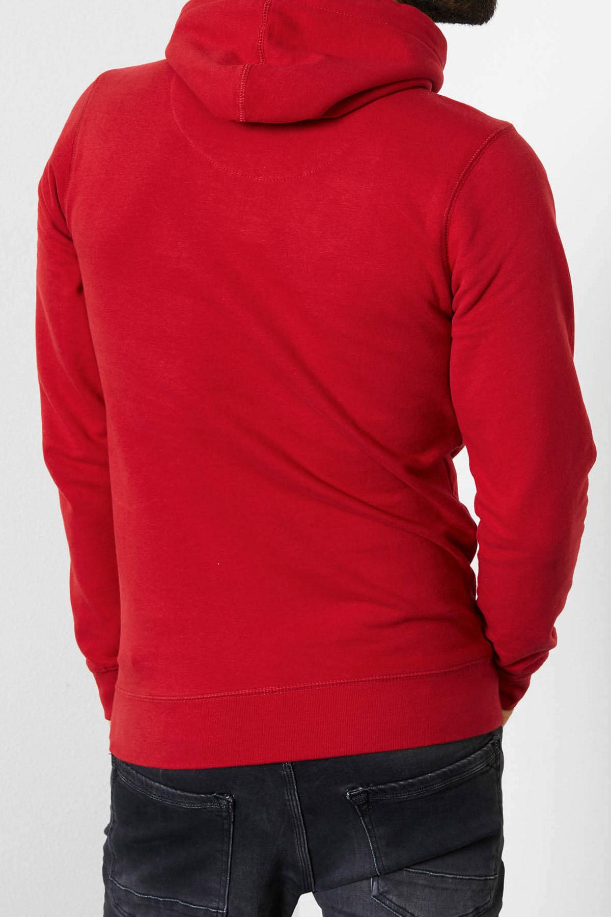 Red hoodie with belly pocket - Image n°2