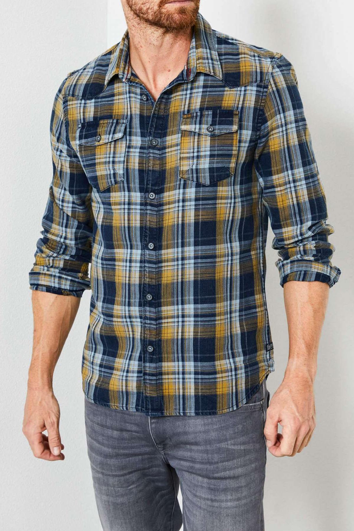 Blue and yellow checked shirt - Image n°1