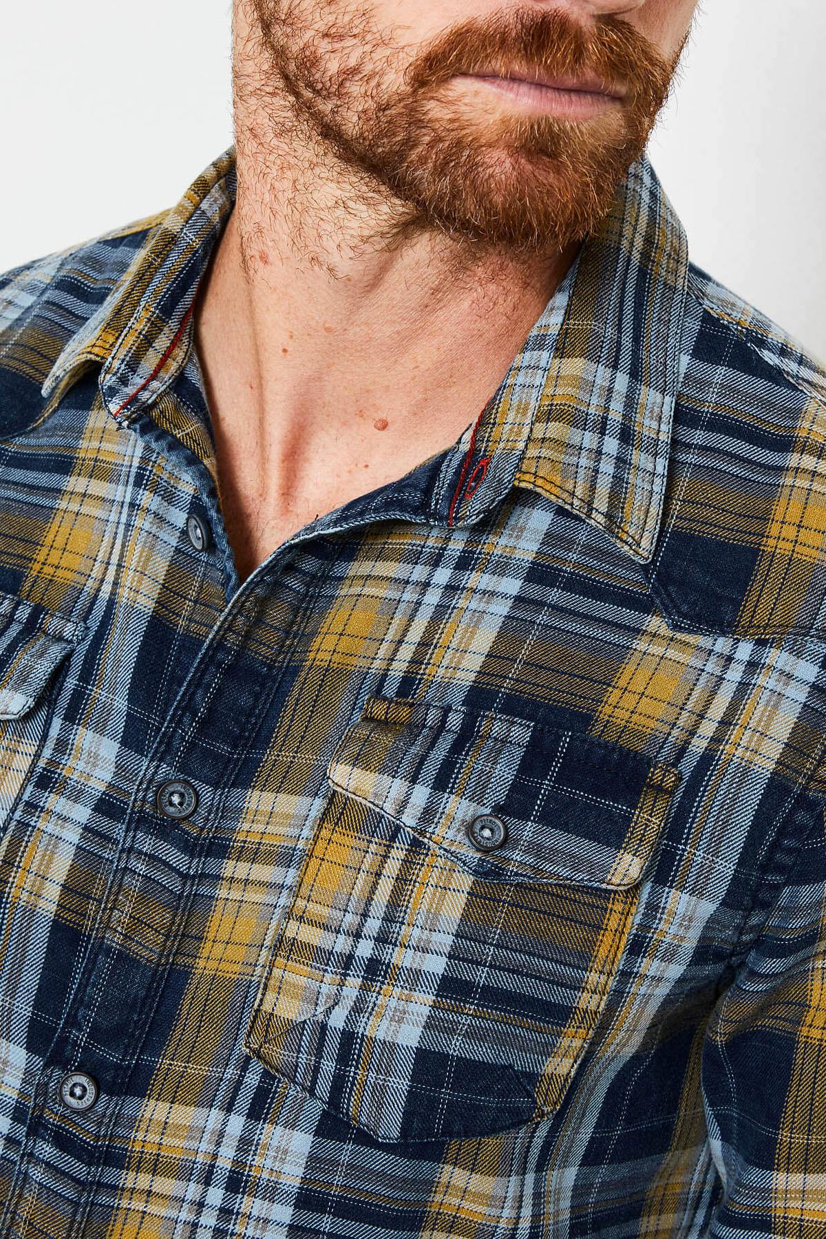 Blue and yellow checked shirt - Image n°2