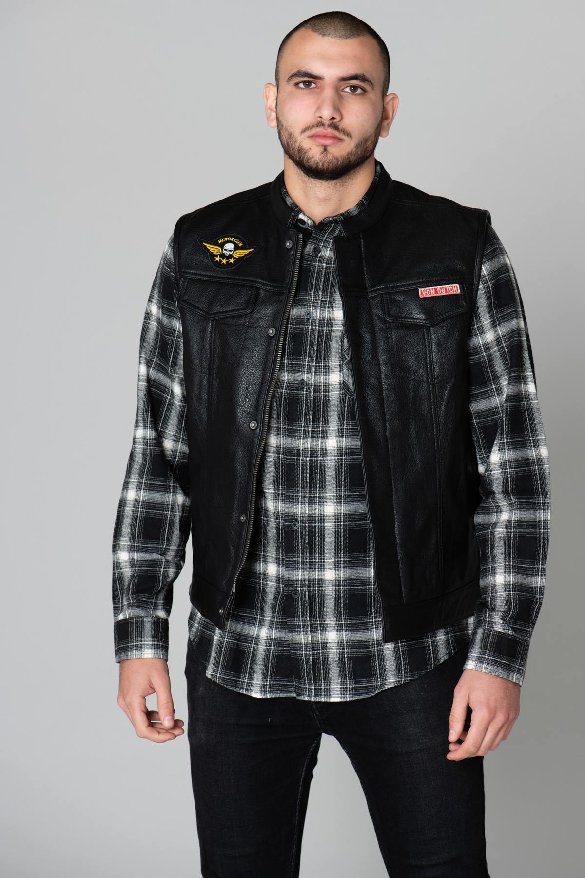 Sleeveless leather biker vest - Image n°5