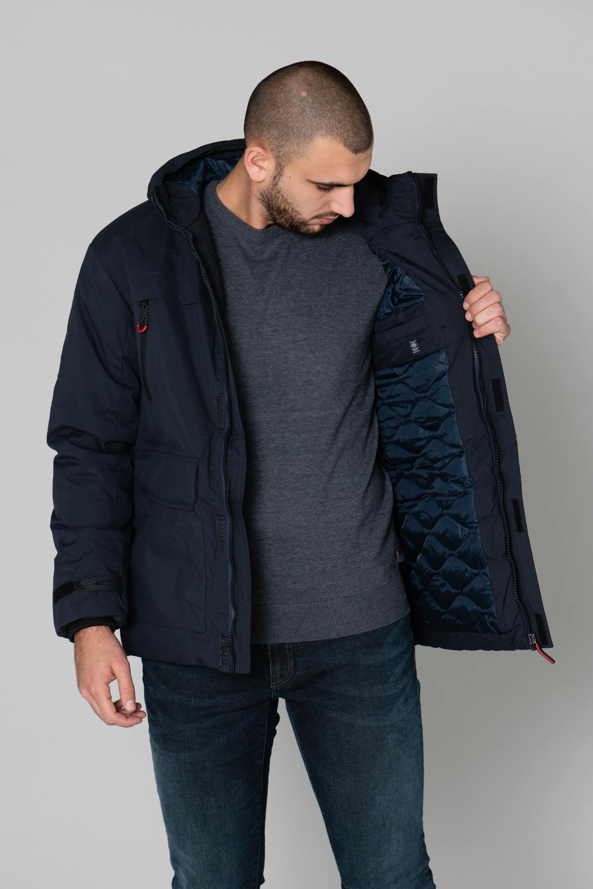 Men's navy blue parka - Image n°5