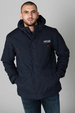 Men's navy blue parka - Image n°1