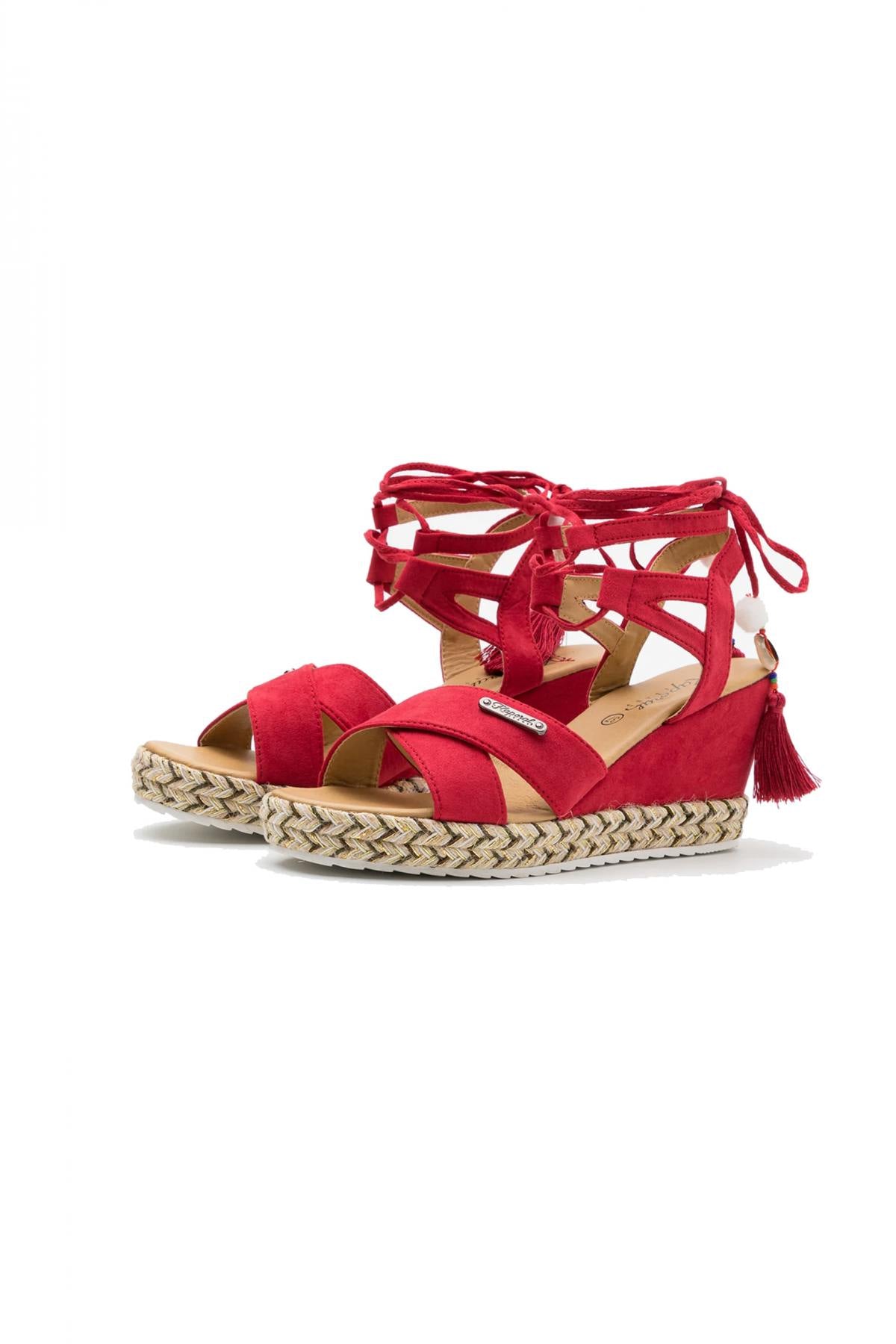 Red wedge sandals - Image n°1