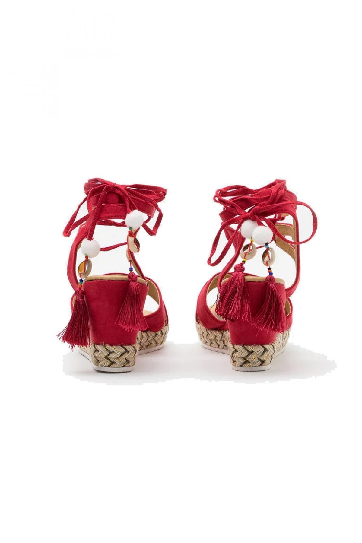 Red wedge sandals - Image n°6