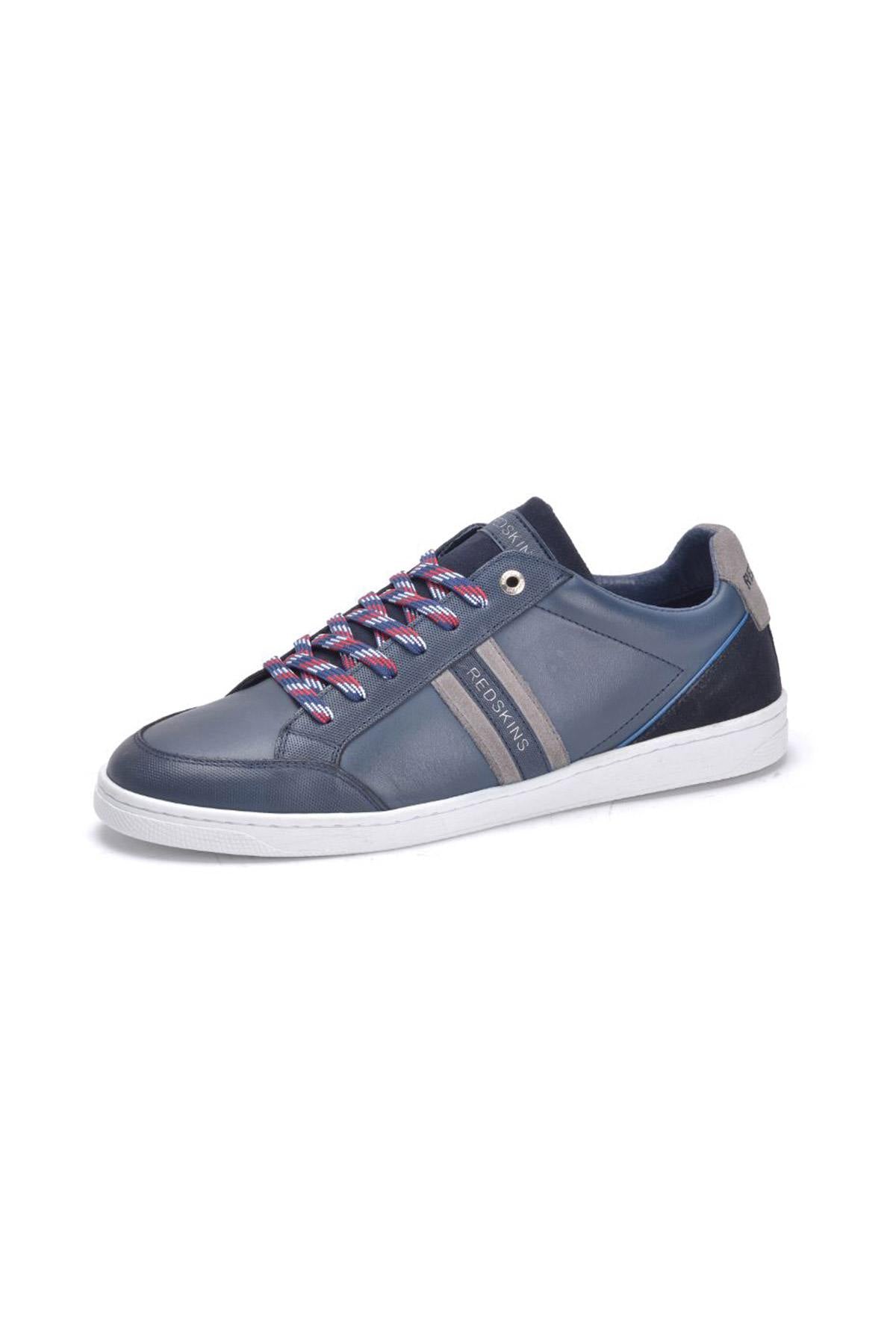 Blue leather sneakers - Image n°1