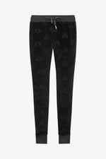 Black velvet panne jogging pants - Image n°1