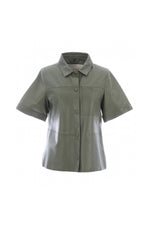 Loose khaki leather shirt - Image n°4