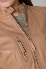 Light brown round neck jacket - Image n°13