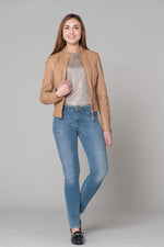 Light brown round neck jacket - Image n°11