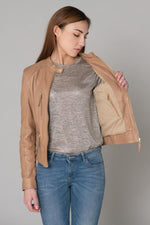 Light brown round neck jacket - Image n°15