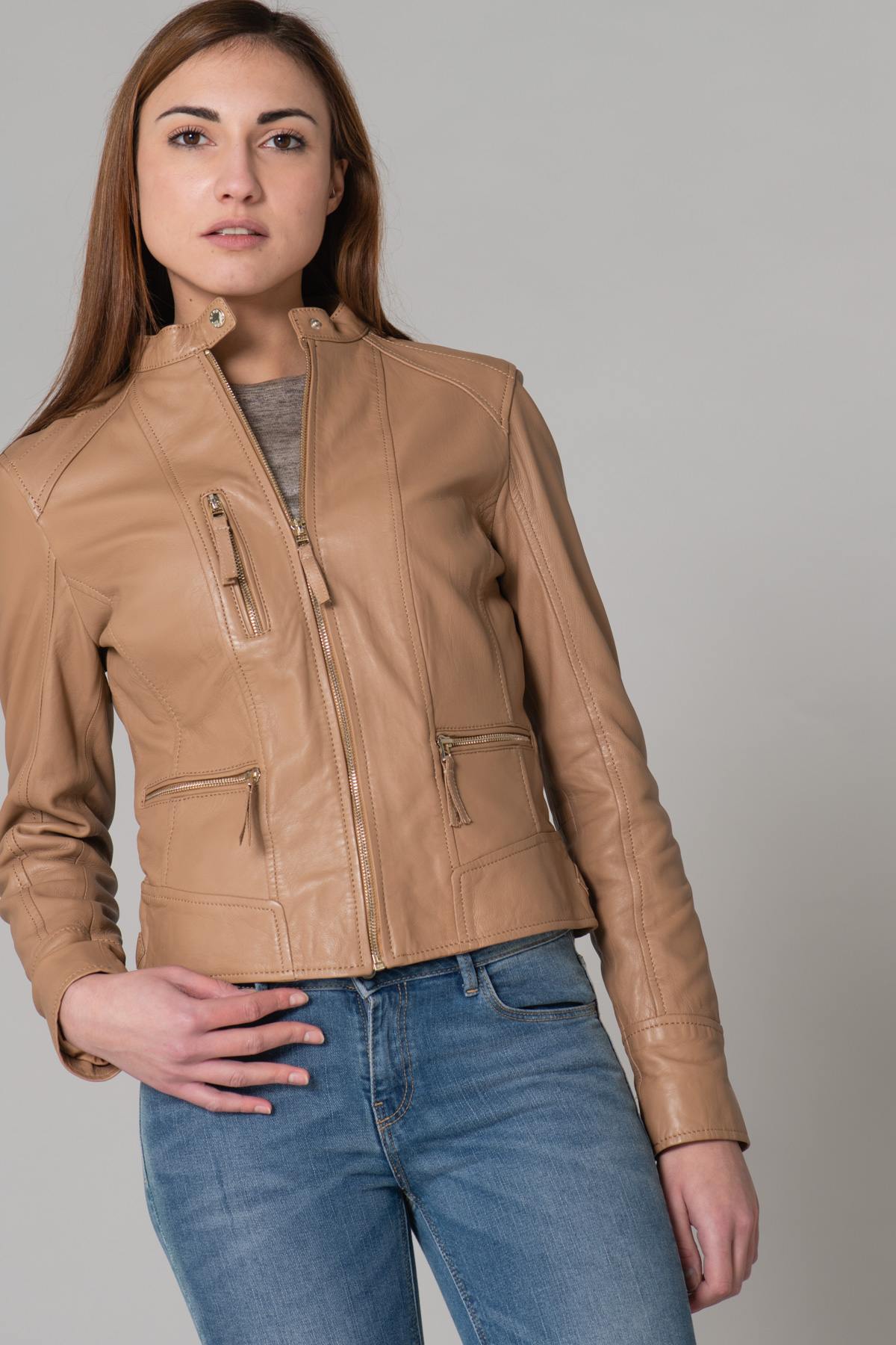 Light brown round neck jacket - Image n°10