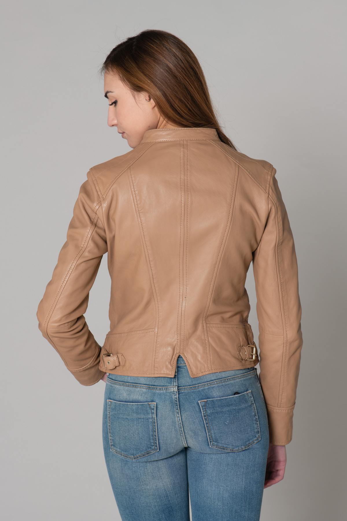 Light brown round neck jacket - Image n°16