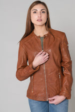 Cognac leather jacket - Image n°5