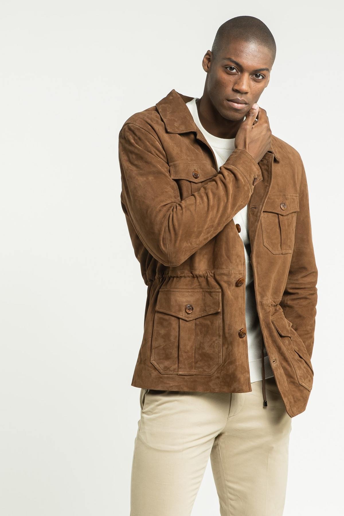 Velvet-look leather jacket - Image n°9