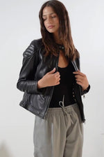 Biker look leather jacket - Image n°10