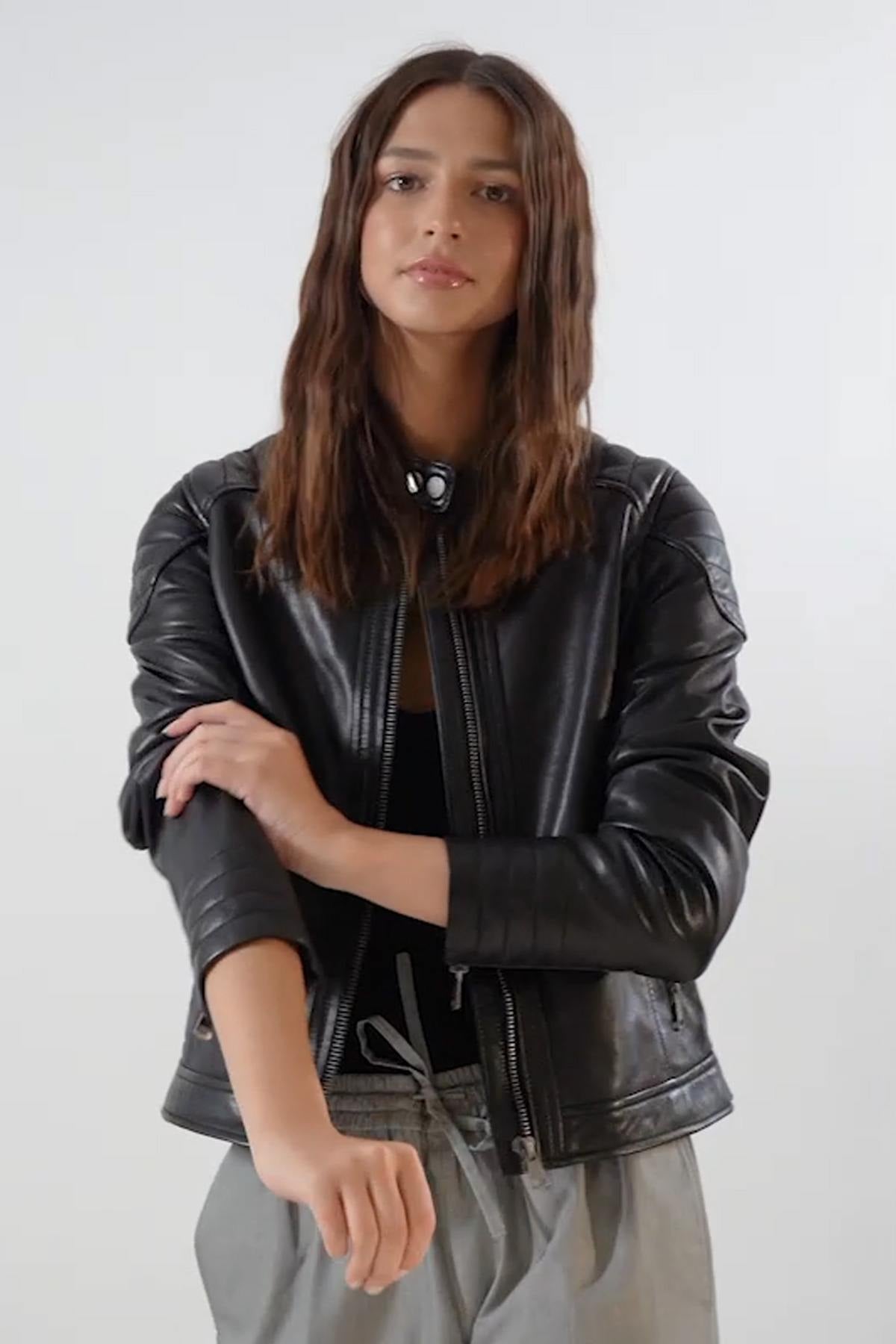 Biker look leather jacket - Image n°11