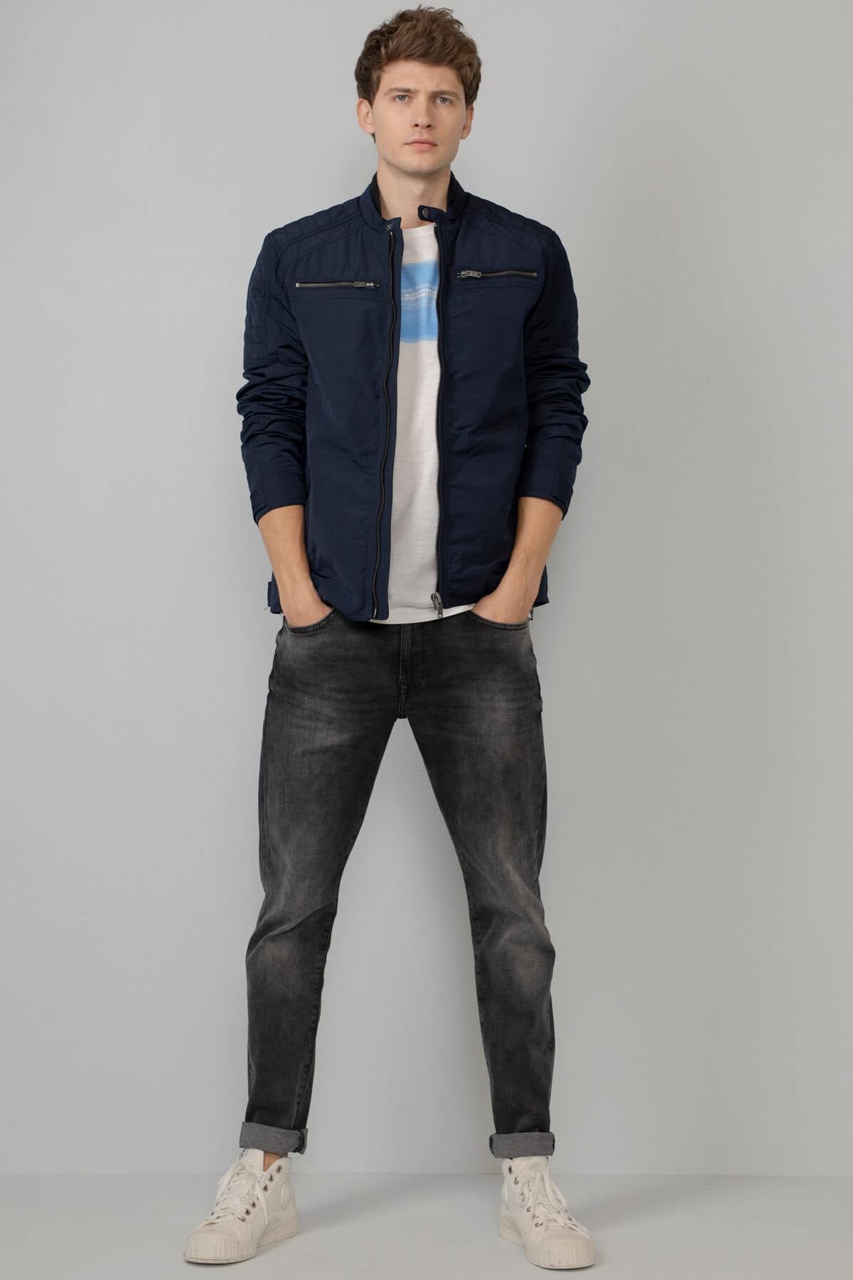 Navy blue polyester jacket - Image n°9