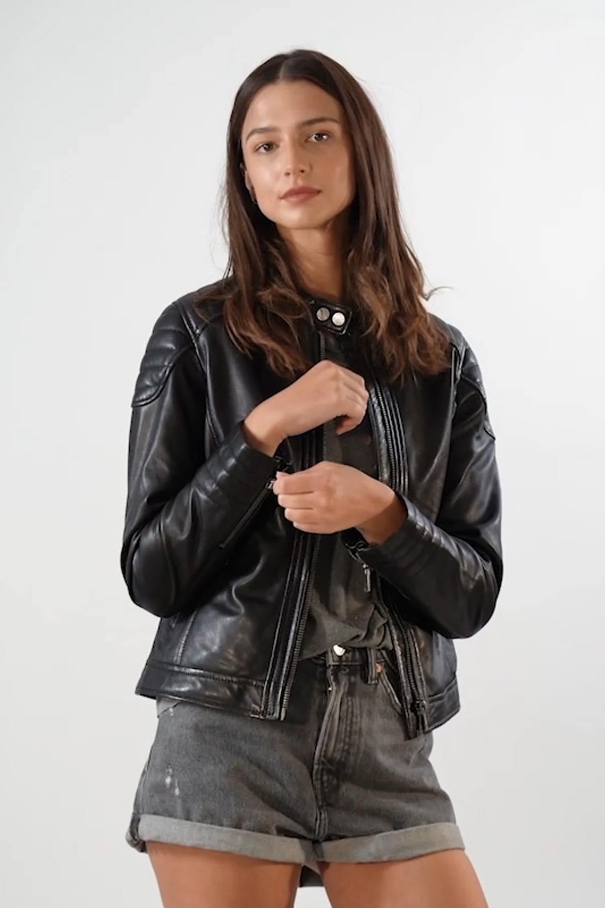 Biker look leather jacket - Image n°15