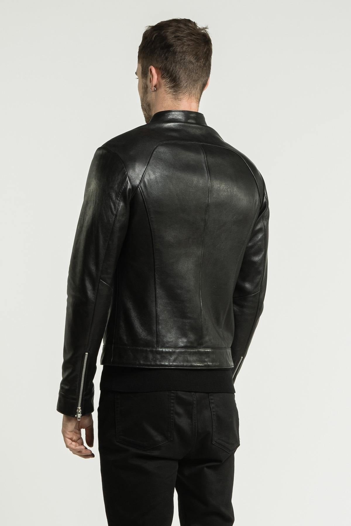 Men's black leather jacket - Image n°12