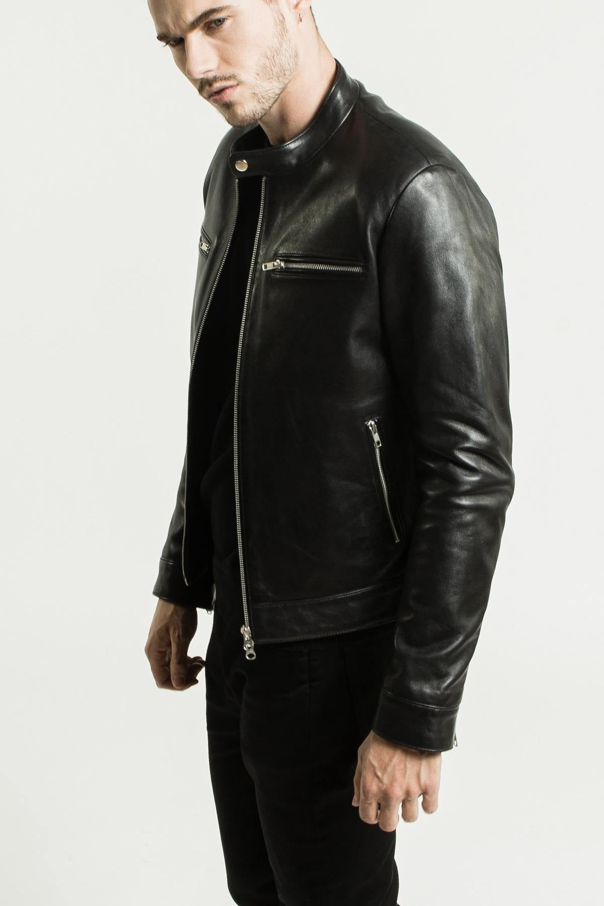 Men's black leather jacket - Image n°15