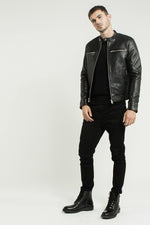 Men's black leather jacket - Image n°11