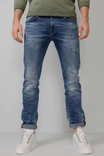 Washed blue slim fit & stretch jeans - Image n°4