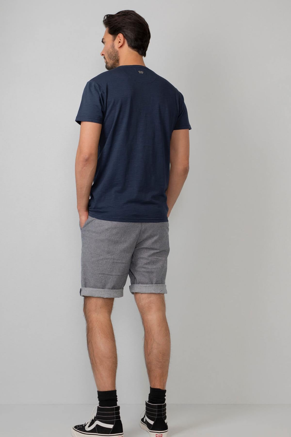 Plain dark blue t-shirt with chest pocket - Image n°3