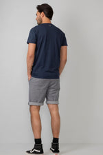 Plain dark blue t-shirt with chest pocket - Image n°3