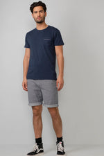 Plain dark blue t-shirt with chest pocket - Image n°4