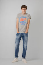Heather gray T-shirt with chest print - Image n°2