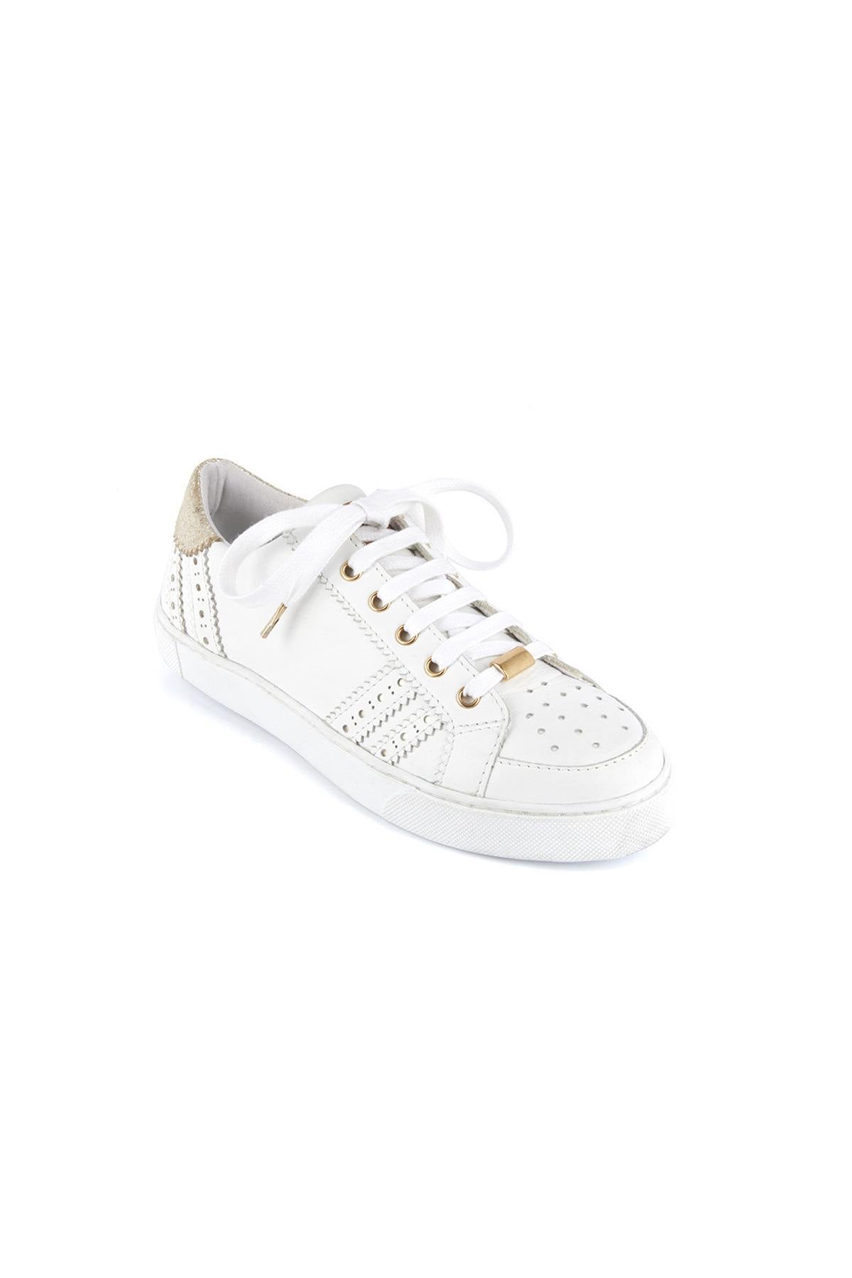 Women's white leather sneakers - Image n°2
